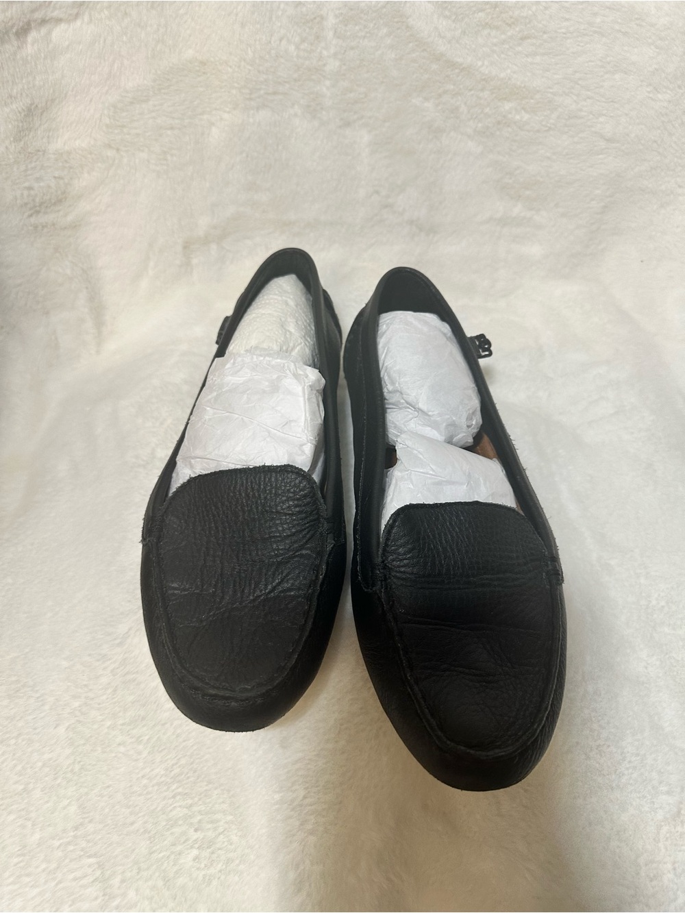 UGG Black Leather Slip-On Loafers